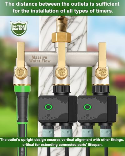 Garden Hose Splitter, 3 Way Hose Splitter Heavy Duty Full Flow Solid Brass Nickel Plated Spigot Splitter Valve with Metal Handle, Outdoor Faucet Splitter, 3/4 - Inch Frost Resistant Hose Adapter - style: Nickel Plated 3 way