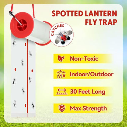 10 Rolls Sticky Fly Trap 30 ft Each, White - color: White