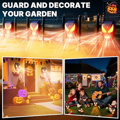 Solar Nocturnal Animal Repeller 1 Pack - Coyote, Raccoon, Fox, Skunk, Deer, Hawk Outdoor Repellent Deterrent - Amber LED & Waterproof Predator Lights for Chicken Coop,Farm,Yard,Garden - Halloween