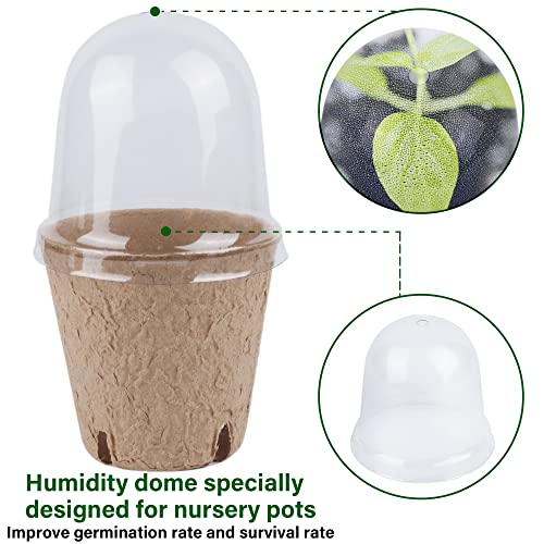 winemana 36 Set Plant Nursery Pots with Humidity Dome, Seed Starter Biodegradable Peat Pots, Seedlings Planting Pots with Labels for Indoor Outdoor Garden - size: Round
