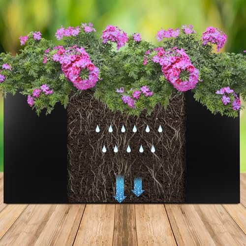 40"x16"x24" Steel Planter Box, Metal Large Rectangular Planter - color: Black, size: 40"L x 16"H x 24"W