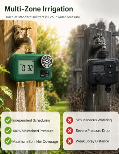 MOES 2-Zone Water Timer for Garden Lawn Hose, Brass 3/4 Inlet & Outlets - size: 2 Zones