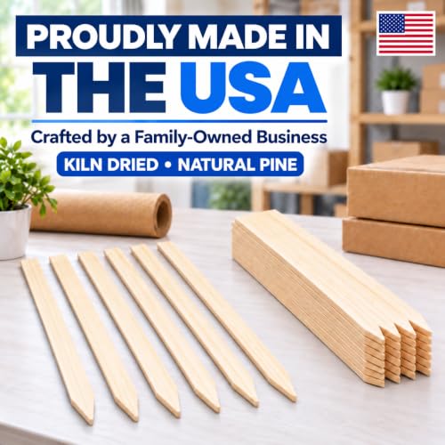 25 Pack Wooden Garden Stakes, 17.5" Long x 3/4" Wide, Made in USA Pine Plant Markers, Chisel Point Yard Stakes for Gardening, Landscaping, Row Labels, Signs & Crafts - size: 17.5" Long (25 Pack)