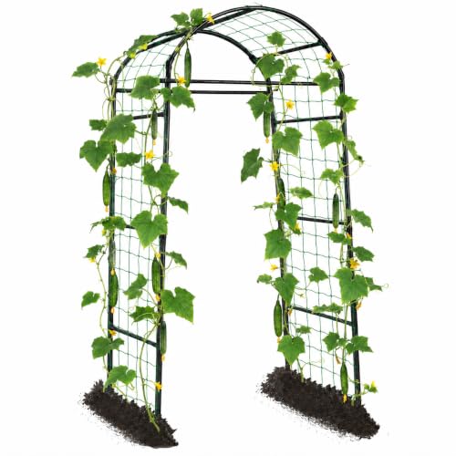 Garden Arch Cucumber Trellis for Climbing Plants 6.7ft Black - size: 78.7 x 31.5 x 31.5 in, Arch, Black