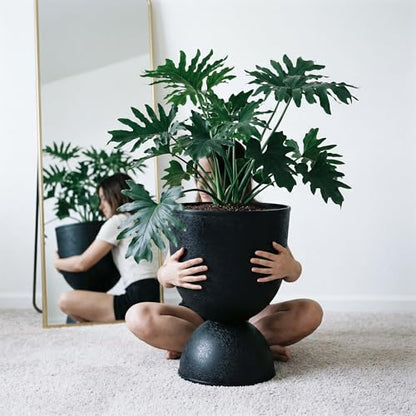KOL 23 Inch Tall Planters, Black Plastic Urn Planters, 1 Pack - color: Black, size: Single: 23"