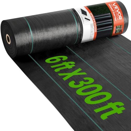 VEVOR Driveway Fabric, Heavy Duty 6x300ft 3oz Woven Landscape Fabric, Garden Weed Barrier Fabric, Weed Control Fabric, Geotextile Fabric for Landscaping, Ground Cover, Weed Block Gardening Mat, Black - size: 6FT*300FT-3OZ, style: Woven