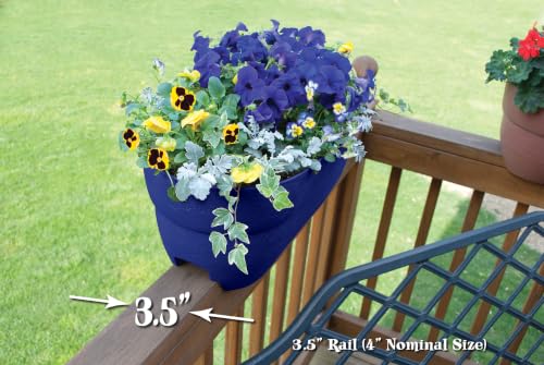Emsco Group Bloomers Railing Planter with Drainage Holes- 24” W- Cobalt Blue - color: Cobalt Blue, size: 24.3 × 10.5 × 9.5 inches
