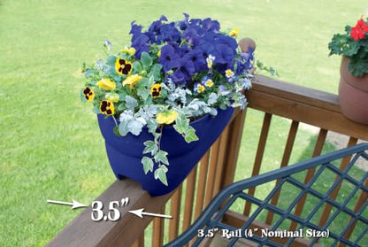 Emsco Group Bloomers Railing Planter with Drainage Holes- 24” W- Cobalt Blue - color: Cobalt Blue, size: 24.3 × 10.5 × 9.5 inches