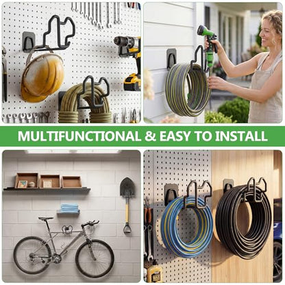 Wall Mount Hose Holder with Nozzle Slot,Rust Resistant,Matte Black - color: Matte Black