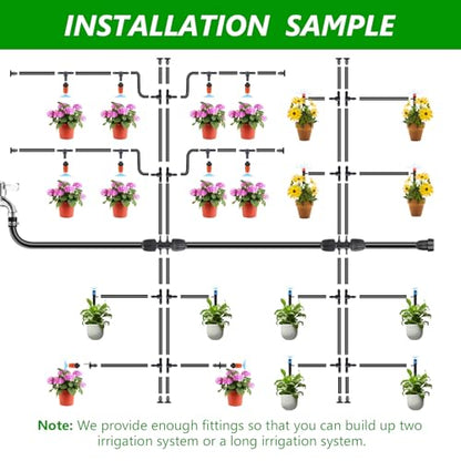 256FT Automatic Drip Irrigation System Kit,Automatic Garden Watering Misting System for Greenhouse, Yard, Plant ，Lawn with 1/2 inch Hose 1/4 inch Distribution Tubing and Accessories - style: 256FT Drip Irrigation System Kit
