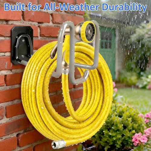 2pcs Garden Hose Holder with Tool Hook Heavy Duty Water Hose Reel - color: 2pc Gray