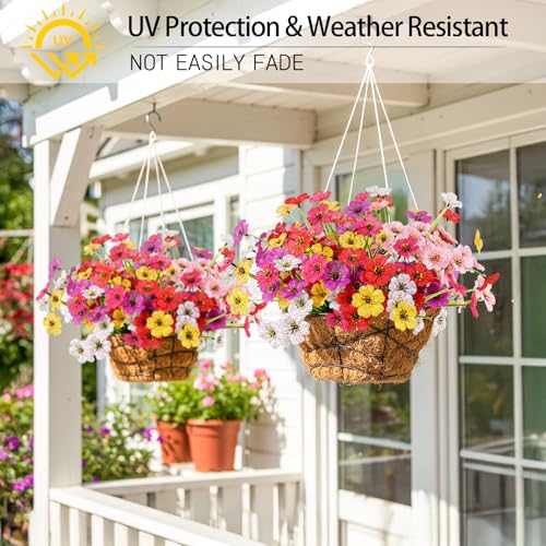 MACTING 6 Bundles Artificial Flowers for Outdoors, UV Resistant Faux Plants - color: Mix Color 1, size: 6 PCS