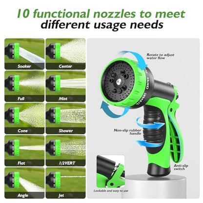 Stainless Steel Garden Hose 50ft, No-Kink Flexible Water Hose, Spray Nozzle - size: 50FT