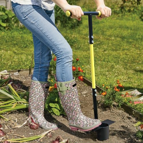 Jardineer 2PCS Bulb Planter Tools Set, Long Handle Garden Transplanter and Small Bulb Planting Tool with Deep Marker, Ideal for Planting Bulbs, Seedlings, Flowers & Vegetables - color: black set