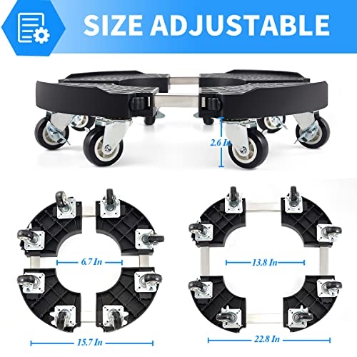 TreeGun 2 Pack Plant Caddy with Wheels Heavy Duty with 8 Lockable Casters, Rolling Plant Stand Adjustable for 8inch-22inch Outdoor Indoor Large Plant, Plant Stand with Wheels 500lbs Capacity - size: 2 PACK
