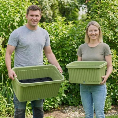 3 Pcs Large Rectangular Planter Boxes Outdoor, Green, 20 Inches - color: Green, size: 20 Inches