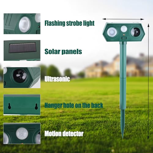 Cat Repellent Outdoor,Solar Animal Repellent Outdoor, Deer, Squirrel, Mouse Ultrasonic Repellent Etc,Devices Motion Detection Waterproof with LED Flash Lights for Yard Farm Garden (4)