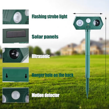 Cat Repellent Outdoor,Solar Animal Repellent Outdoor, Deer, Squirrel, Mouse Ultrasonic Repellent Etc,Devices Motion Detection Waterproof with LED Flash Lights for Yard Farm Garden (4)