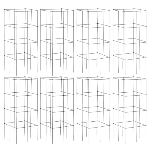 S AFSTAR 8 Pack Folding Tomato Cages, 39 Inches Tall Square Plant Support Cage for Garden Climbing Plants Flowers Fruits, Heavy Duty Tomato Vegetable Trellis