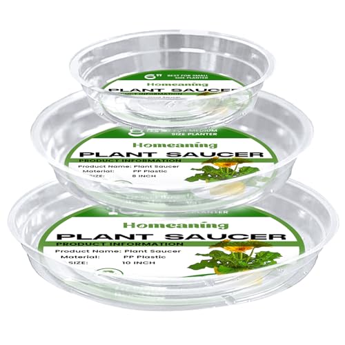 15 Pack Plant Saucers, HOMENIANG 15Pcs Clear Plant Saucer Drip (6inch / 8inch / 10inch), Flower Pot Trays, Plant Drainage Trays for Indoor Outdoor Garden Plants, 5 Pieces of Each Size - size: 6,8,10 Inch/15pcs