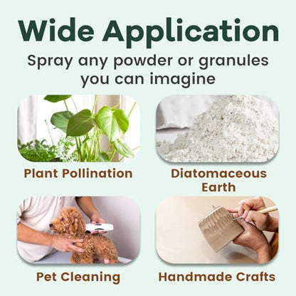 Diatomaceous Earth Powder Duster, 100ML Manual Bulb Duster with Adjustable Flow Control, Handheld Powder Applicator for Pollination, Garden, Greenhouse, Orchard and Indoor Use