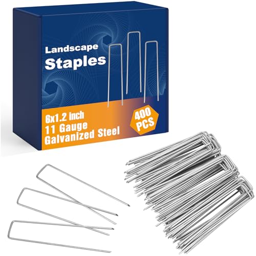 Whonline 400 Pack Landscape Staples 6 Inch, Galvanized Garden Stakes - color: 6 Inch-400 Pcs