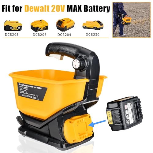Salt Spreader for Dewalt 20V 60V Li-ion Battery - Handheld Seed and Fertilizer Power Spreader. Year-Round Coverage for Grass Seeds, Rock Salt, ice melt Seasons（Tool only）, Green