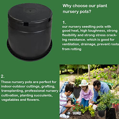 Garden Plastic Planter Nursery Pots - 10 Pcs 2 Gallon Round Black Nursery Pots for Indoor and Outdoor Plants with Drainage Hole