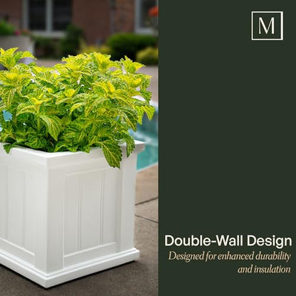 Mayne Cape Cod 14in Self-Watering Square Planter, Black - color: Black, size: 14in