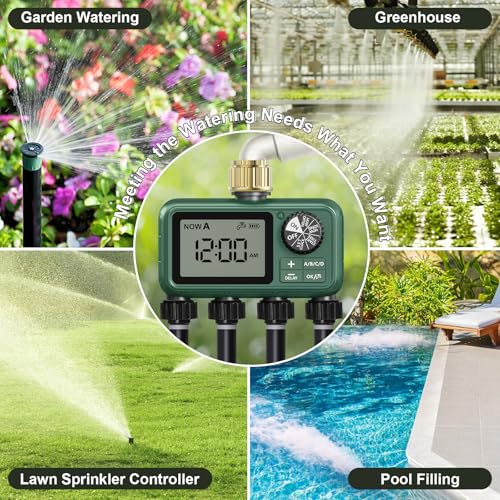Water Timer for Outdoor Garden Hose, Sprinkler Timer for Garden - style: 4 Zones Brass Inlet