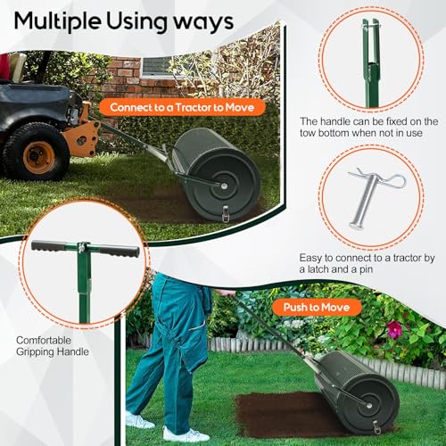 4Pcs Lawn Care Tool Kit -16”WX24”L Compost and Peat Moss Spreader, 20" Soil Sampler Probe,10”WX42”L Hollow Tine Lawn Aerator,10”DX30”LX75”H Leveling Rake, 4-Step Lawn & Garden Care System