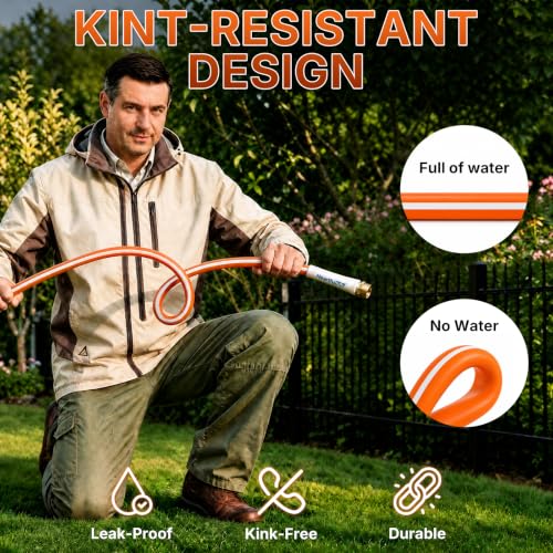 Short Garden Leader Hose - 5/8 Inch Lightweight All-Weather Water Hose - Durable And Flexible, Leakproof Connections, Kink Resistant - Rubber Garden Hose With 3/4" Fittings(4 ft) - size: 4 FT