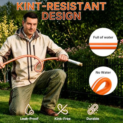 Short Garden Leader Hose - 5/8 Inch Lightweight All-Weather Water Hose - Durable And Flexible, Leakproof Connections, Kink Resistant - Rubber Garden Hose With 3/4" Fittings(4 ft) - size: 4 FT