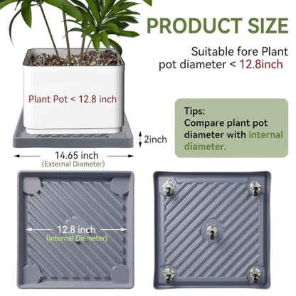 14.5" SquarePlant Caddy Beige with Hidden Wheels & Garden Tools Set - size: 14.56 Inch - Grey (1 Pcs)