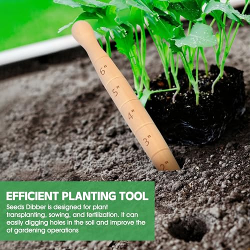 Wooden Seed Dibber with Measurement Handheld Save Time Ergonomic Round Handle Quick Efficient Seed Planter Tool Tapered Gauge - color: Style a