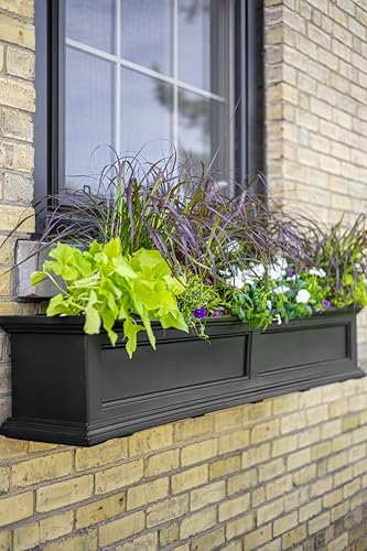 Mayne Fairfield 48in Self-Watering Rectangular Window Box Planter, Black - color: Black, size: 48in