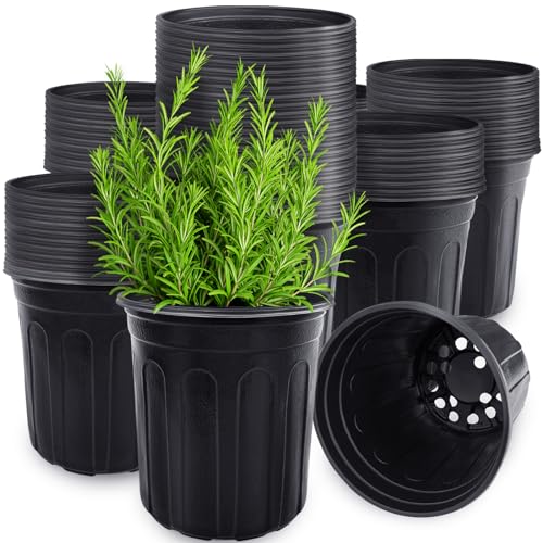 Anyumocz 60 Pcs 1 Gallon Flexible Plant Nursery Pots,Thickened Soft Plastic Seedling Pot with Holes,Flower Plant Container for Succulents,Cuttings,Transplanting,Home Garden(Black) - size: 60 Pieces 1 Gallon
