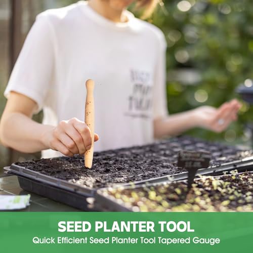 Wooden Seed Dibber with Measurement Handheld Save Time Ergonomic Round Handle Quick Efficient Seed Planter Tool Tapered Gauge - color: Style a