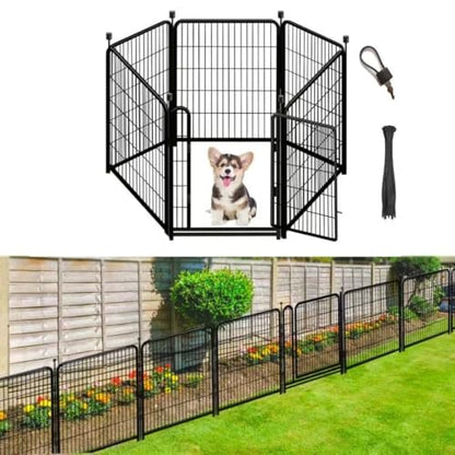 Getlay 48in 8 Panels High Garden Fencing,Gate 21 in Wide with Low Sills,Total 17.7 Ft(L) Dog Fence Outdoor for Yard. Dog Digging Fence Barrier,Lattice Panels for Outside, Garden Fences and Borders - size: 48''(H)-8panels-17.7ft(L)