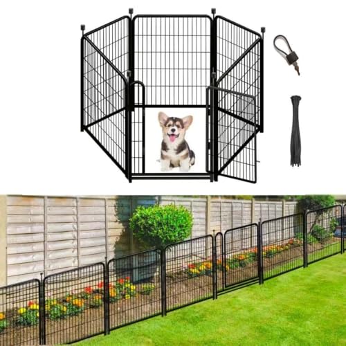 Getlay 48in 8 Panels High Garden Fencing,Gate 21 in Wide with Low Sills,Total 17.7 Ft(L) Dog Fence Outdoor for Yard. Dog Digging Fence Barrier,Lattice Panels for Outside, Garden Fences and Borders - size: 48''(H)-8panels-17.7ft(L)