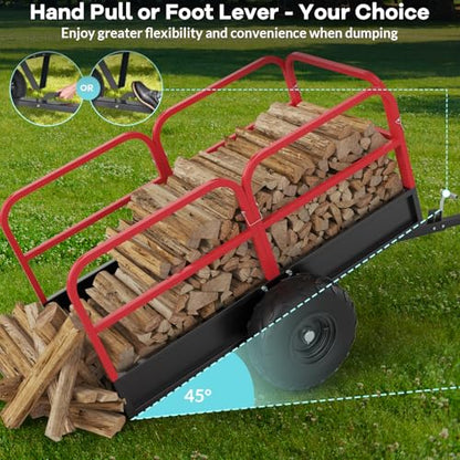 Garvee Heavy Duty Dump Trailer Cart for Lawn Tractor & ATV, 1700 Lbs Capacity 17 Cubic Feet with Removable Sides, Pull Behind Utility Garden Trailer for Yard Work - size: Style A