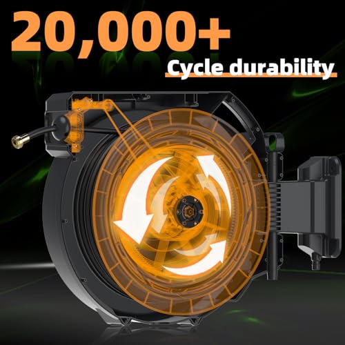 Retractable Garden Hose Reel 5/8 in x100 ft， Wall Mounted Hose Reel - color: Gray, size: 5/8"x100 ft