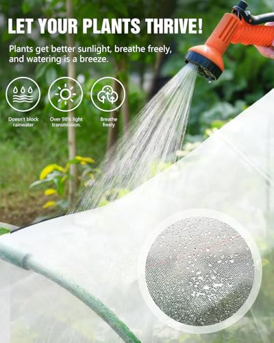 6 Sets Garden Hoops with 10x30 Ft Netting for Raised Beds, 18 Clips - color: Green-10*30ft