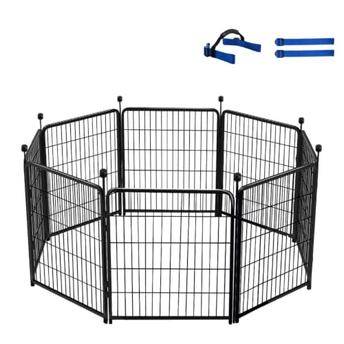 Tall Garden Fence Without Gate, 54 in(H) Dog Fences for The Yard, 8 Panels Total 17.7 Ft(L) Outdoor Dogs Fence, Modular Fencing,Dogs Fences Outdoor for Yard. Garden Fencing - size: 54''(H)-8panels-17.7ft(L) no door