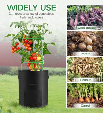 6-Pack 15 Gallon Potato Grow Bags – Durable Nonwoven Fabric Planters with Reinforced Handles | Reusable Garden Containers for Potatoes, Vegetables (Black, 15 Gallons/6 Pack) - size: 15 Gallons/6 pack