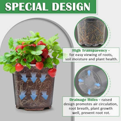30 Pack 7/6/5/4/3 Inch Clear Nursery Pots for Plants, Flexible Plastic Plant Pots with Drainage Holes, Transparent Seed Starter Pots Variety Pack for Succulents, Seedlings, Flowers, Vegetable - size: Mix-3/4/5/6/7Inch 30P