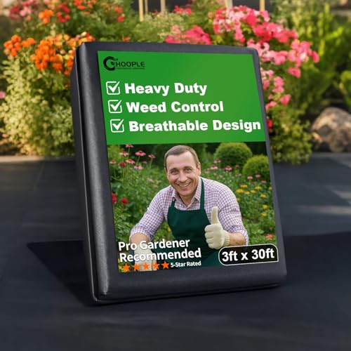 HOOPLE 3ft x 30ft Heavy Duty Weed Barrier Landscape Fabric – Commercial Grade Non Woven Ground Cover for Weed Control, Garden, Driveway & Erosion Prevention – High Permeability & Easy to Cut - size: 3.2 oz – 3 ft x 30 ft