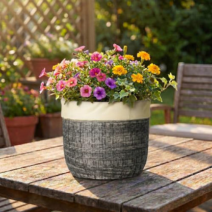8 Inch Plant Pot, Ceramic Flower Pots, Round Planter, Light Black - color: Light Black, size: 8 Inch