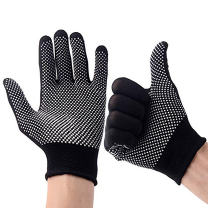 COOHORN 12Pairs Work Gloves Anti-slip Knitted Stretchy Cloth Glove Thin Moist Glove Liners - color: Black