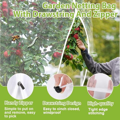 Large Fruit Tree Netting, 12X12FT Insect Garden Net, Zipper, Drawstring - size: 12*12FT